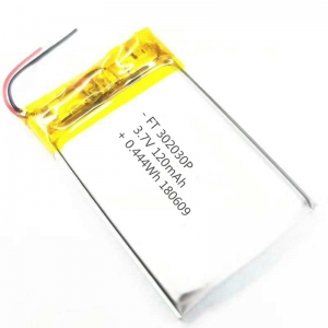 3,7 v 120 mah wearbale lithium polyme batterie ft302030p