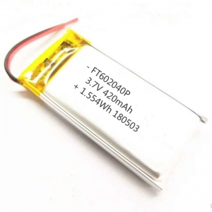 kundenspezifische ft602040 3.7v 420mah lipo batterie